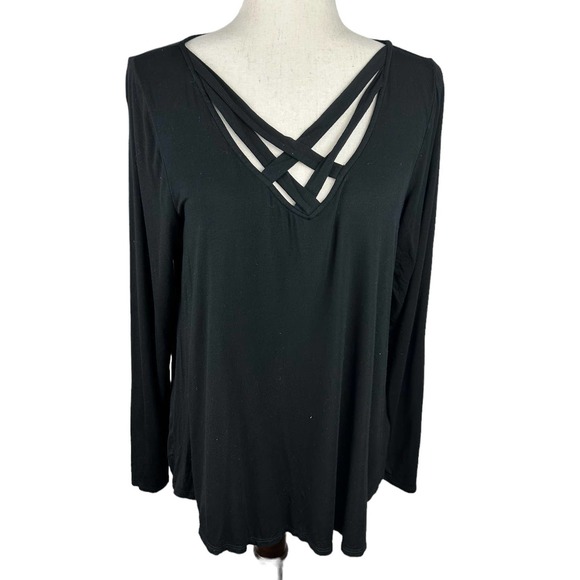 American Eagle Outfitters Black Long Sleeve Top Large - Picture 1 of 5